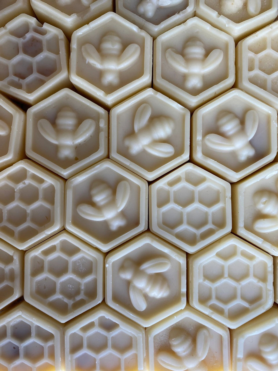 Close-up of honeycomb and bee essential oil wax melts