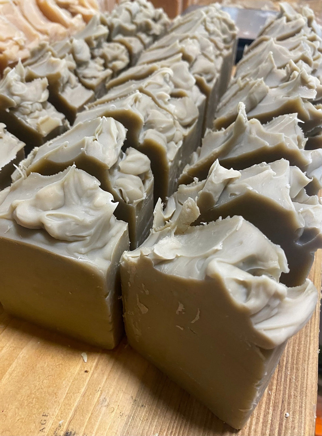 rows of Sage Creek Botanicals  Eucalyptus + Mint Milk & Tallow Soap on wooden table